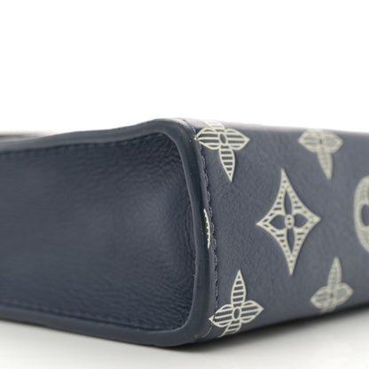 Louis Vuitton Calfskin Monogram Shadow Gaston Wearable Wallet Ink Blue White 9 of 10