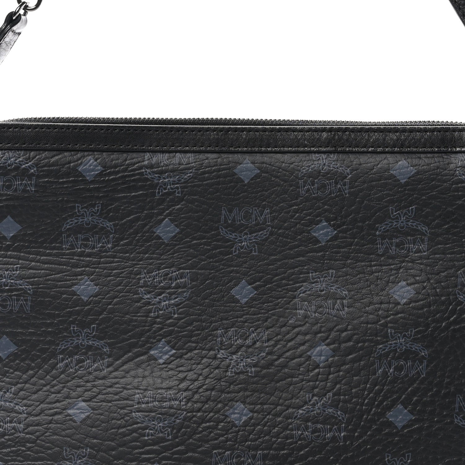 MCM Visetos Liz Shopper Tote Pouch Black 7 of 9