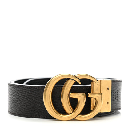 Gucci Calfskin Double G Reversible 37mm Belt 95 38 Black Cocoa 1 of 6