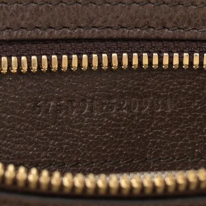 Gucci Monogram Jumbo GG Textured Dollar Calfskin Web Messenger Shoulder Bag Camel Ebony New Acero 7 of 13