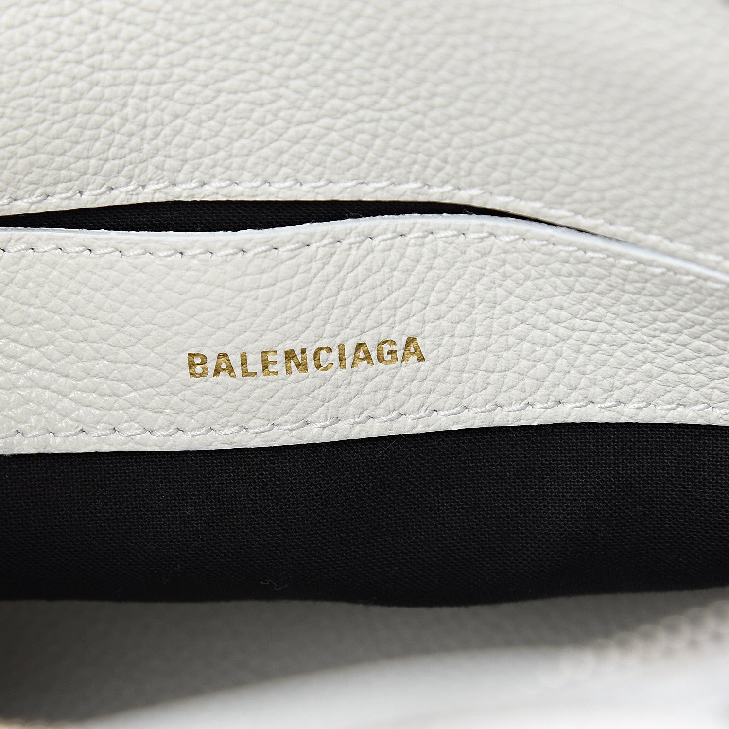 Balenciaga Grained Calfskin Logo XXS Ville Top Handle Bag White Fluo Pink 5 of 8