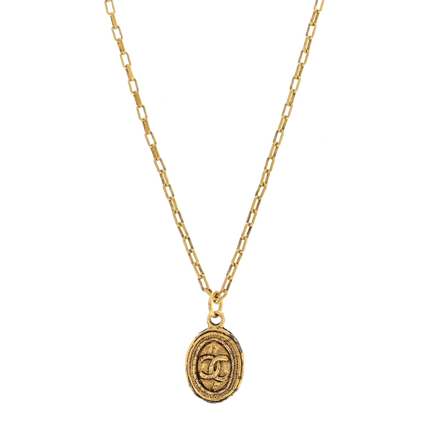 CC Oval Pendant Necklace Gold