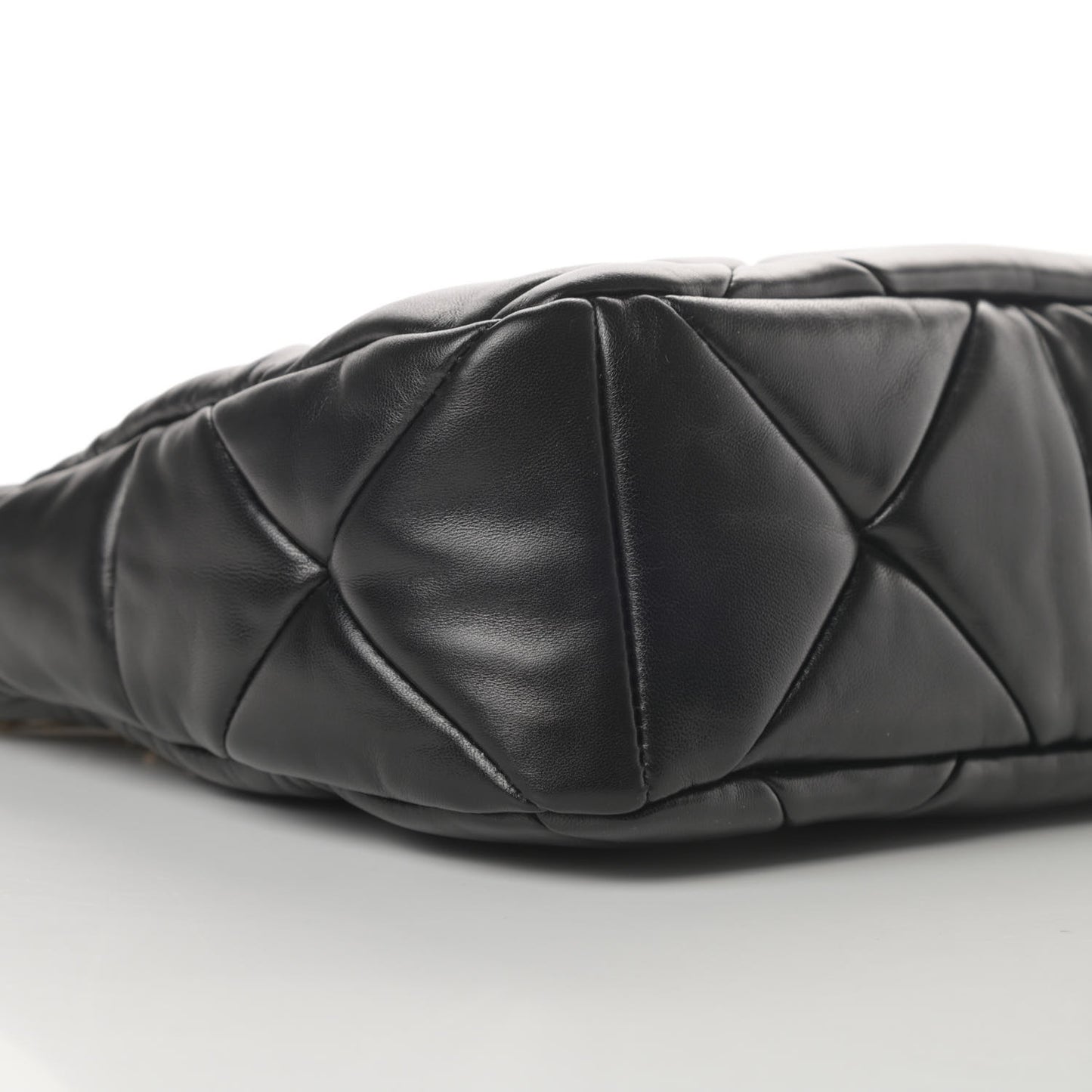 Nappa Re-Nylon Triangle Quilted Patchwork System Shoulder Bag Black