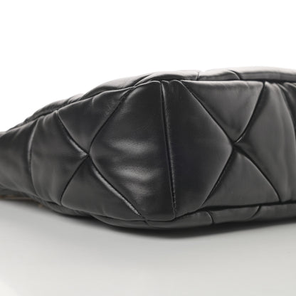 Prada Nappa Re-Nylon Triangle Quilted Patchwork System Shoulder Bag Black 11 of 12