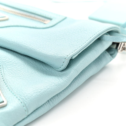 Balenciaga Chevre Silver Metallic Edge Hardware Envelope Clutch Bleu Maldives 11 of 12