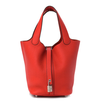 Hermes Taurillon Clemence Picotin Lock 18 PM Rouge De Coeur 1 of 11
