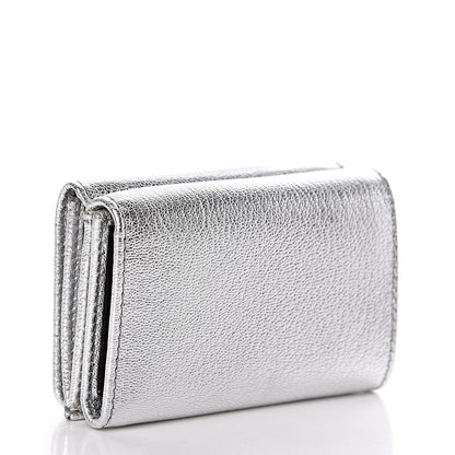 Balenciaga Metallic Goatskin Logo Mini Everyday Wallet Argent Black 3 of 11