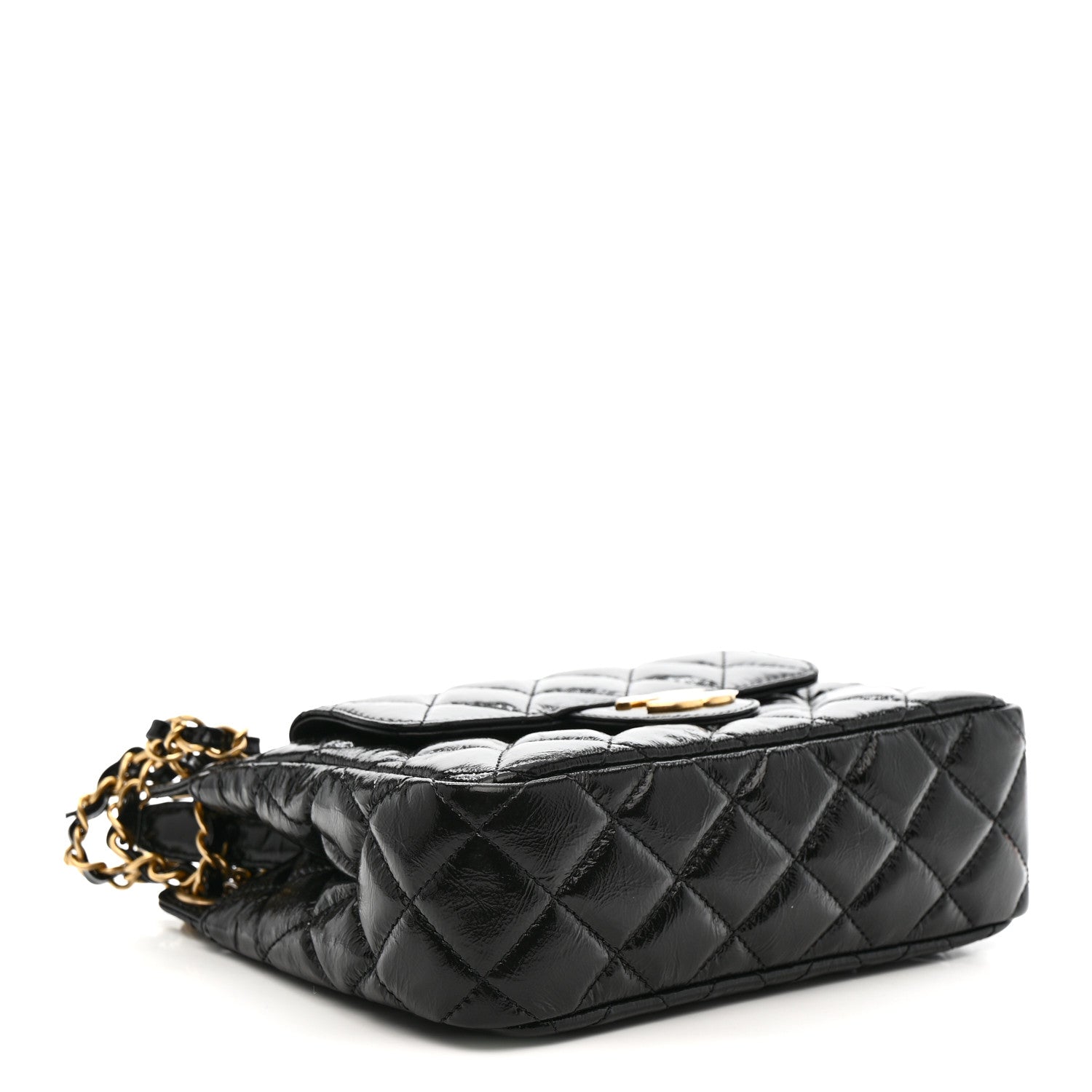 Chanel Shiny Crumpled Calfskin Quilted Small Wavy CC Hobo Black 4 of 11