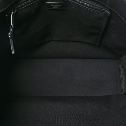 Saint Laurent Linen Calfskin Rive Gauche Tote Black 5 of 8