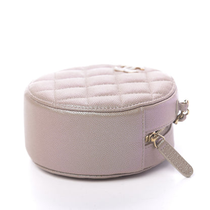 Chanel Iridescent Caviar Quilted Round Clutch With Chain Beige 9 of 11