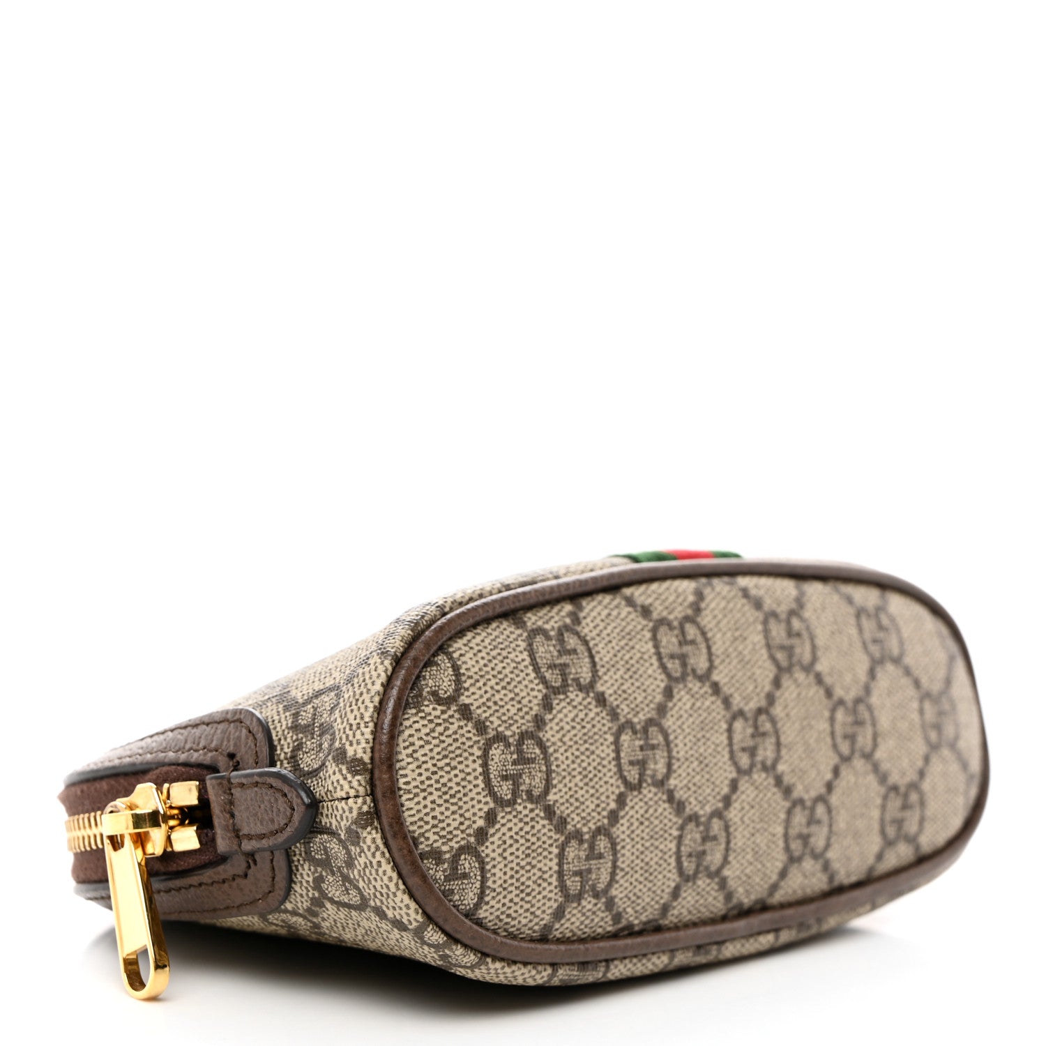 Gucci GG Supreme Monogram Textured Calfskin Web Medium Ophidia Cosmetic Case Beige Ebony New Acero 5 of 8