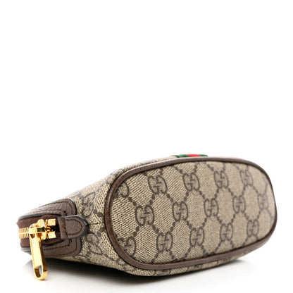 Gucci GG Supreme Monogram Textured Calfskin Web Medium Ophidia Cosmetic Case Beige Ebony New Acero 5 of 8