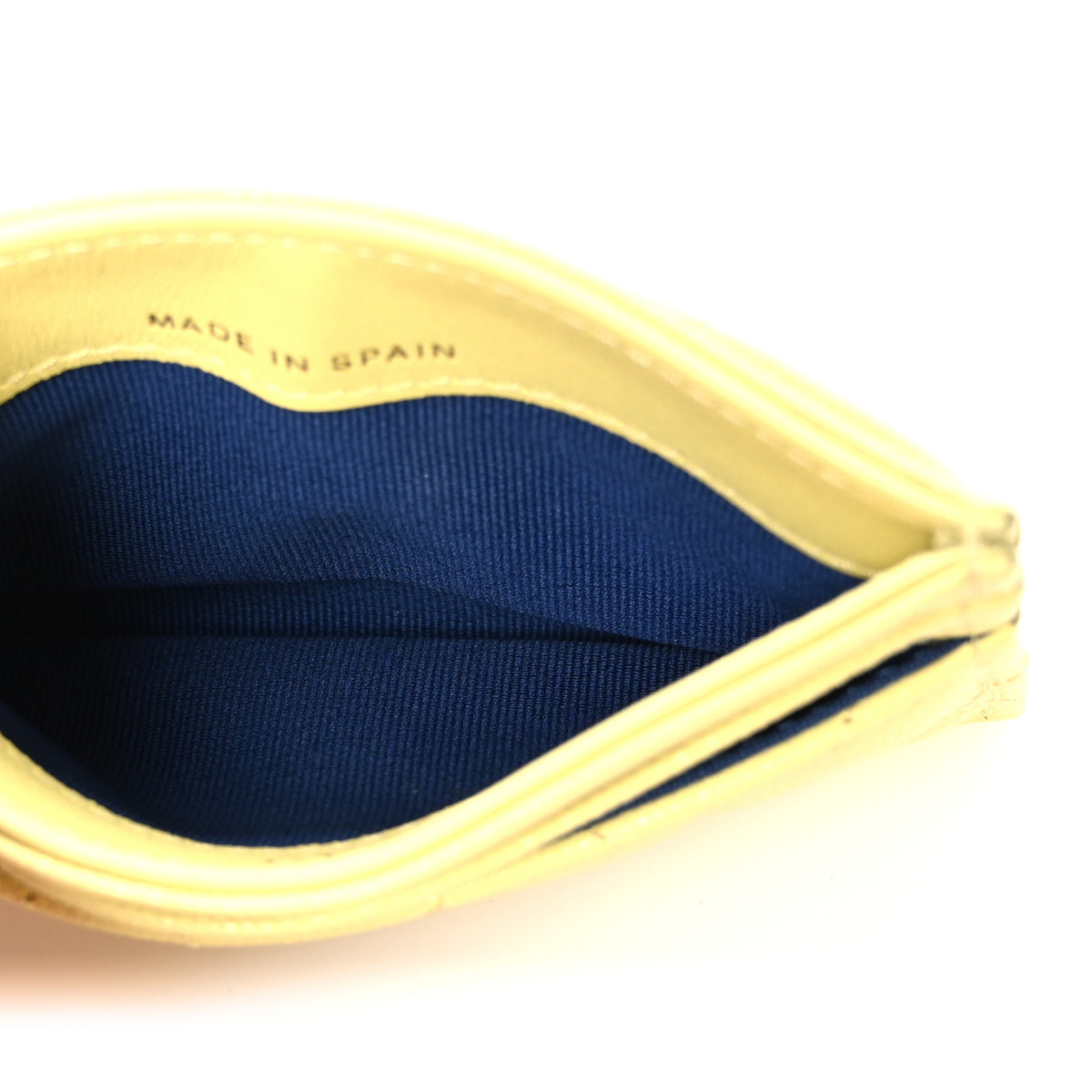 Caviar Quilted Textured CC Card Holder Light Yellow