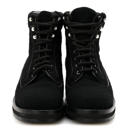 Chanel Tweed Lace Up Short Boots 37 Black 6 of 20