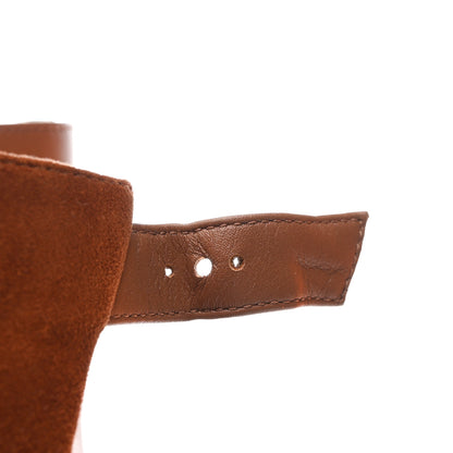 Hermes Suede Goatskin Calfskin Hanae 85 Ankle Boots 37.5 Gold 10 of 12