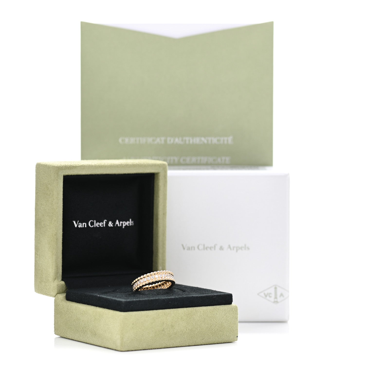 Van Cleef & Arpels 18K Yellow Gold Diamond Perlee Ring 52 6 5 of 5