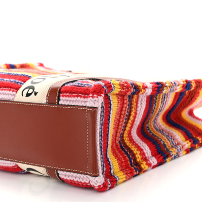 Chloe Knit Calfskin Medium Woody Ribbon Tote Red Multicolor 9 of 10