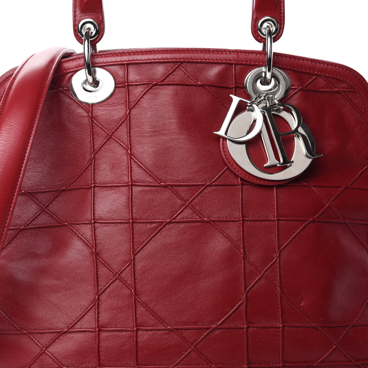 Lambskin Cannage Medium Granville Tote Red