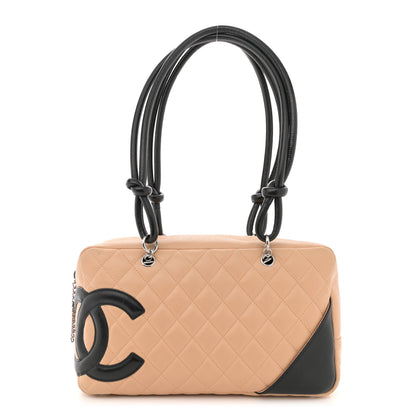 Chanel Calfskin Quilted Large Cambon Bowler Beige Black 1 of 15