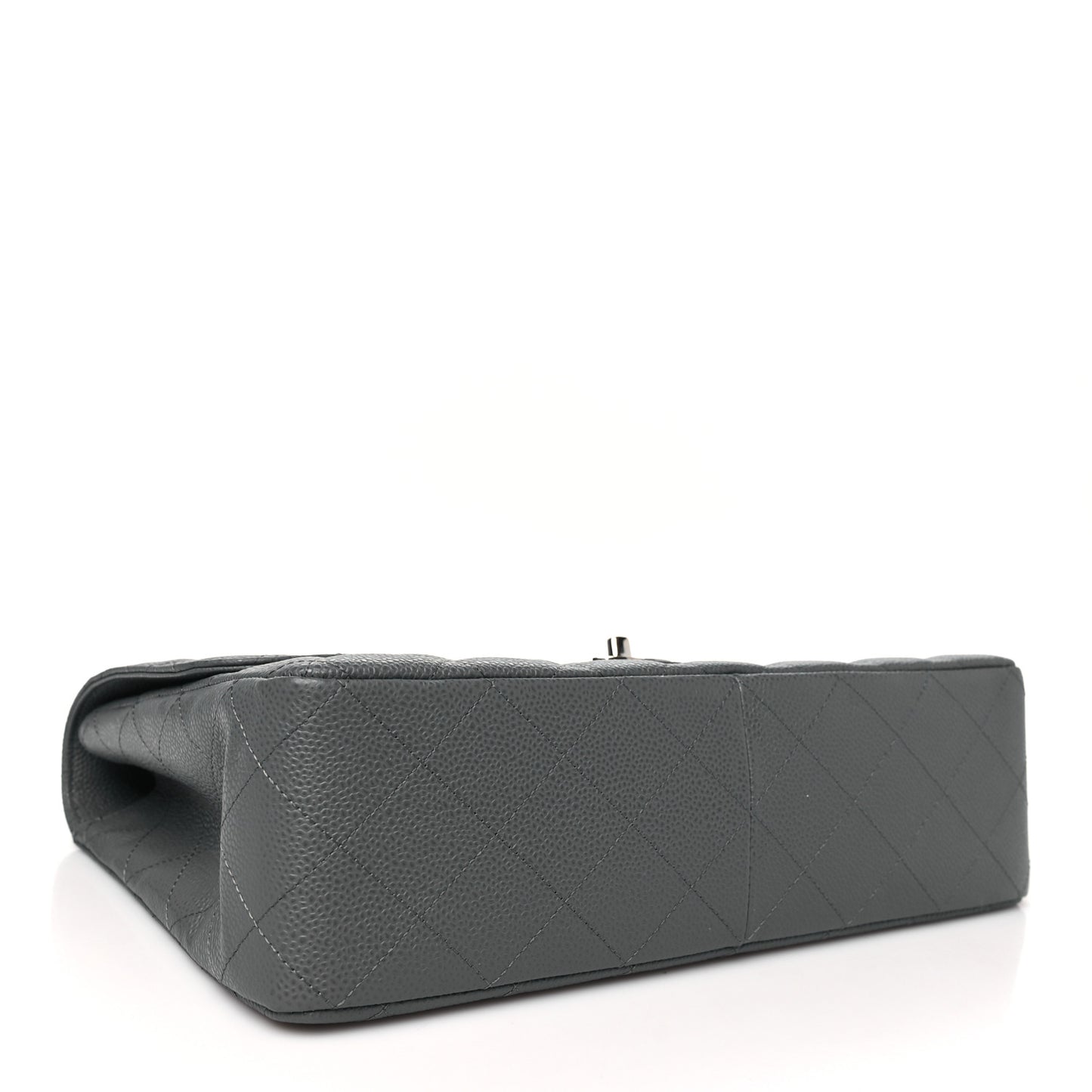 Caviar Quilted Jumbo Single Flap Grey