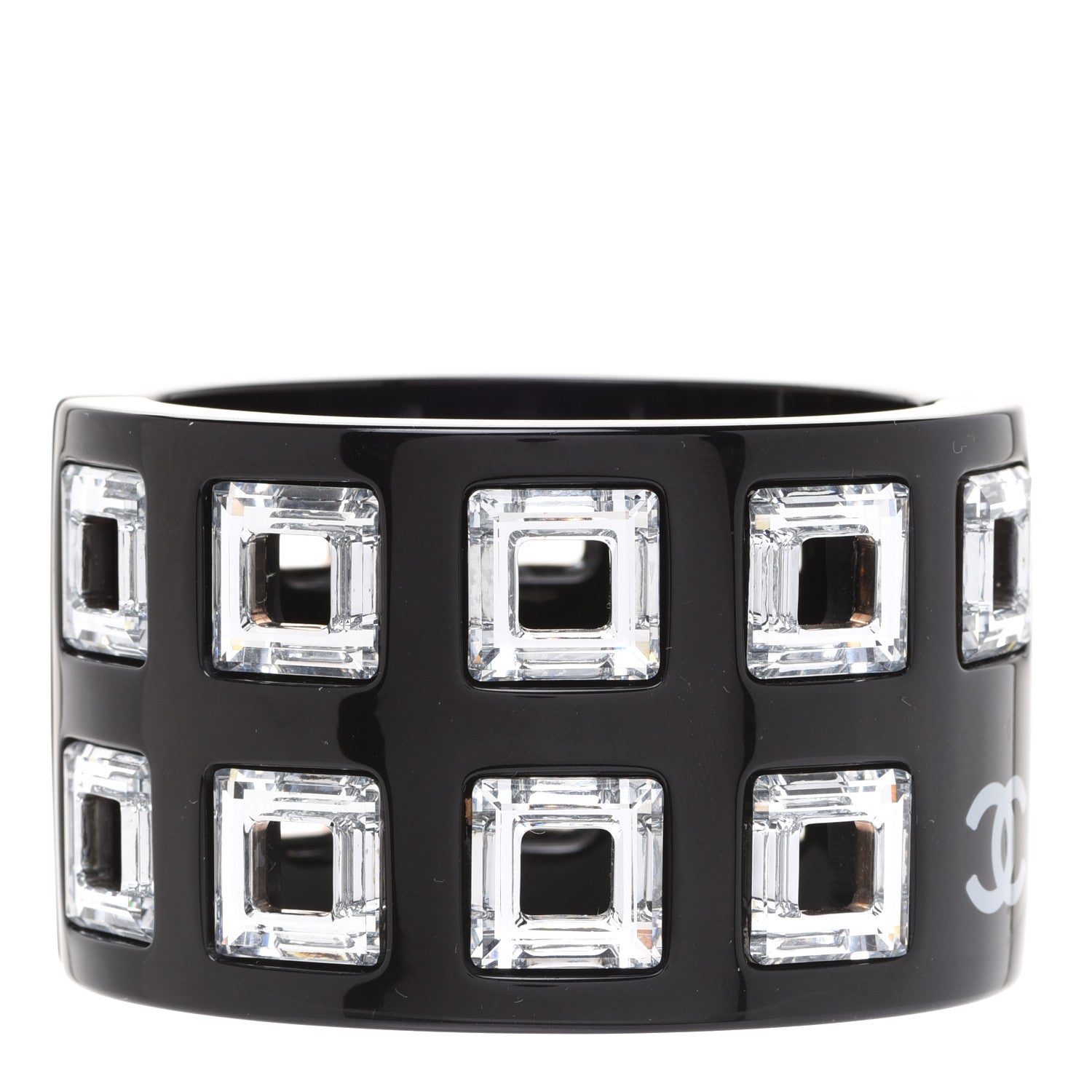 Chanel Resin Crystal CC Cuff Black 1 of 5