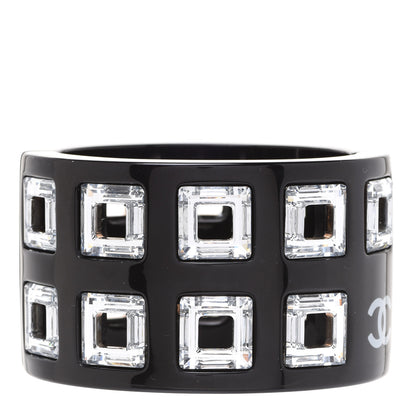 Chanel Resin Crystal CC Cuff Black 1 of 5