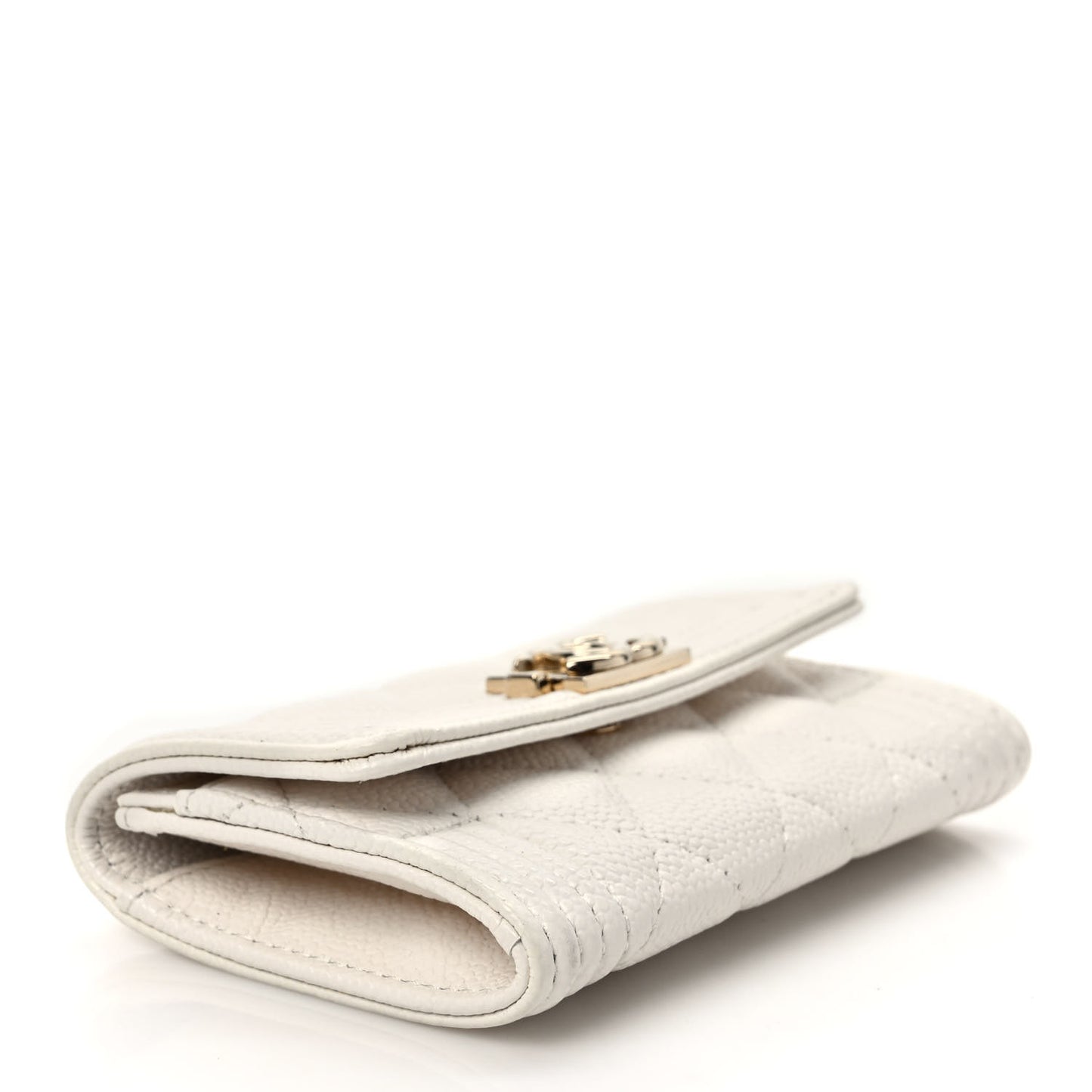 Caviar Quilted Boy Flap Card Holder White