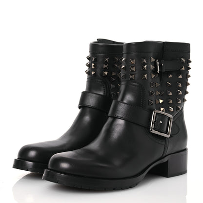 Valentino Garavani Calfskin Rockstud 30mm Biker Boots 40 Black 3 of 11