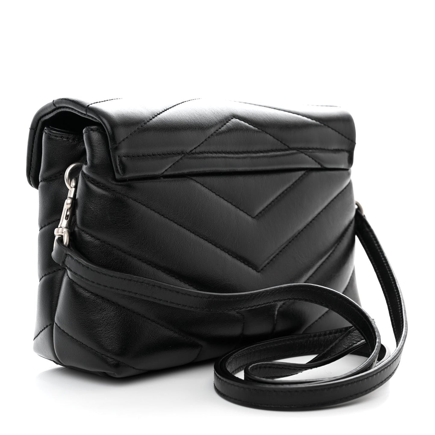 Calfskin Y Quilted Monogram Toy Loulou Crossbody Bag Black