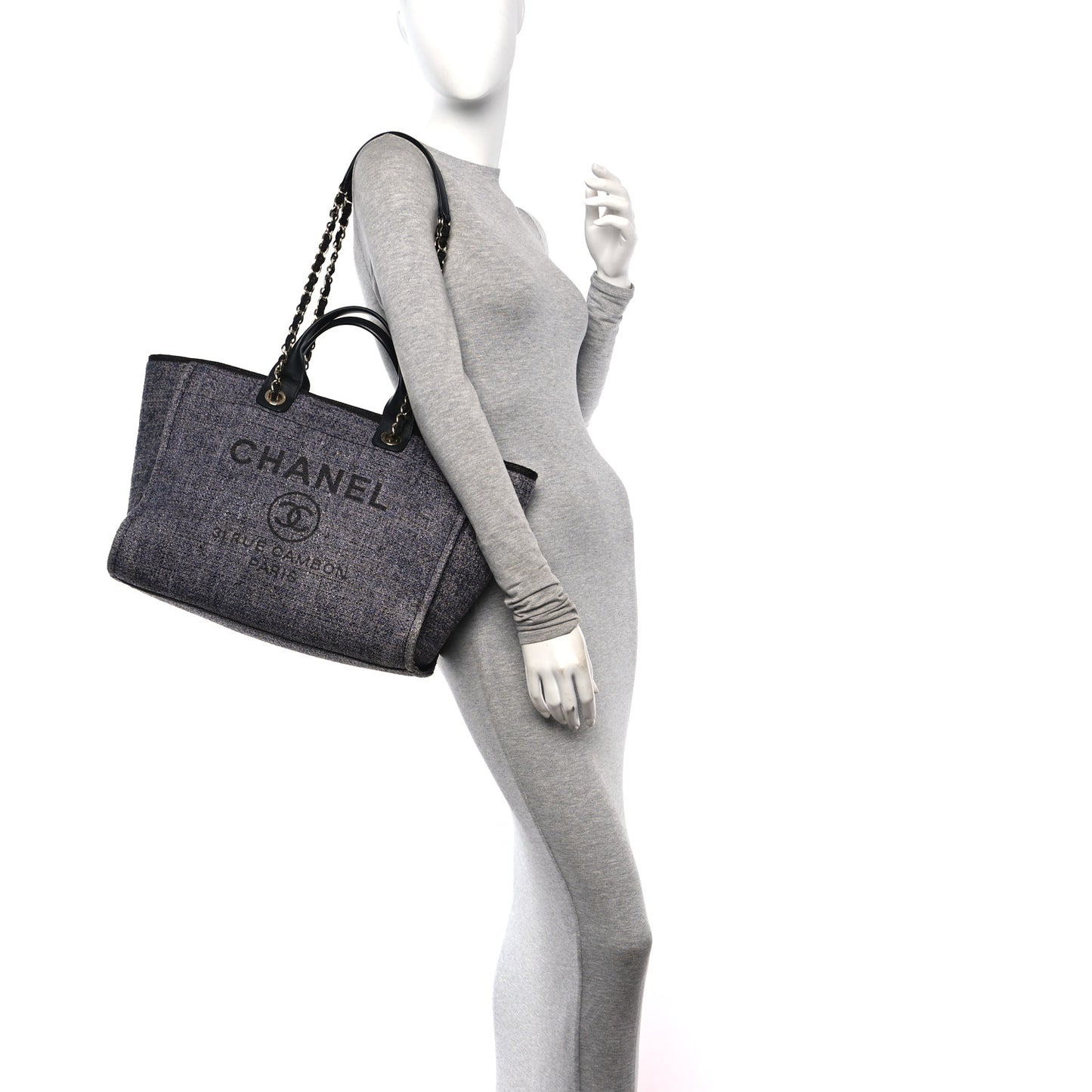Lurex Boucle Medium Deauville Tote Black