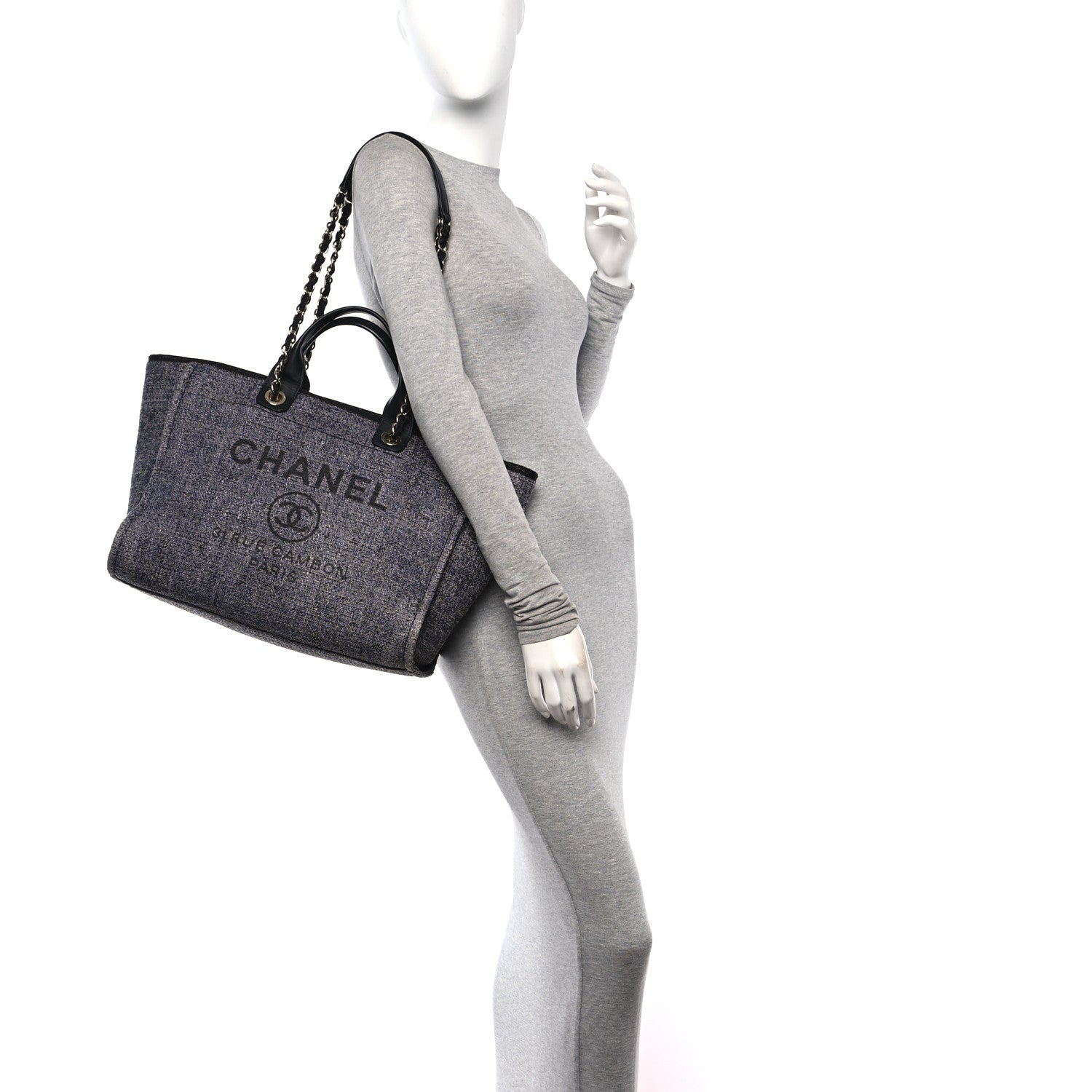 Chanel Lurex Boucle Medium Deauville Tote Black 2 of 12