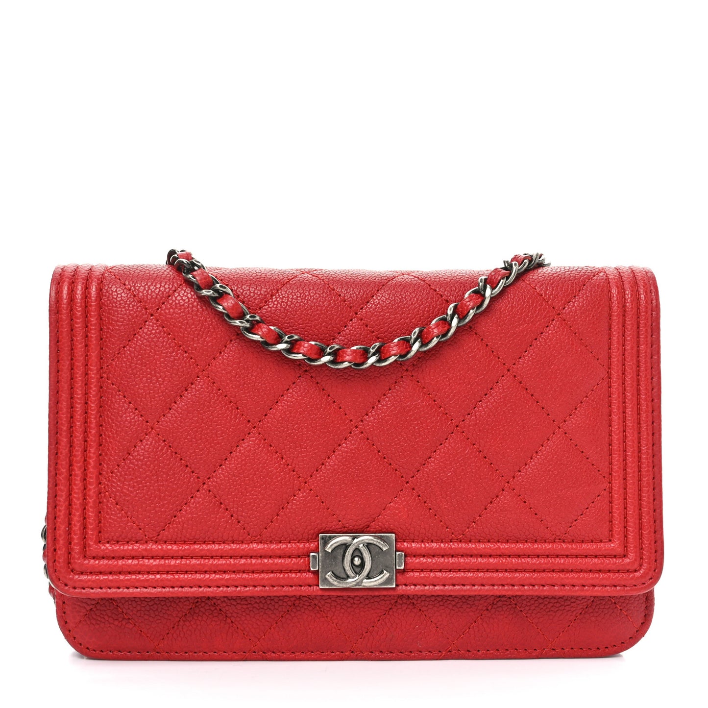 Caviar Quilted Boy Wallet On Chain WOC Red