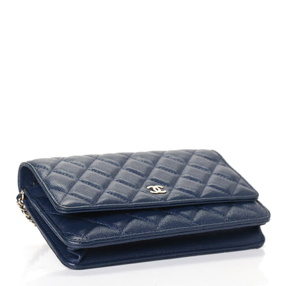 Chanel Caviar Quilted Wallet On Chain WOC Navy Blue 3 of 4