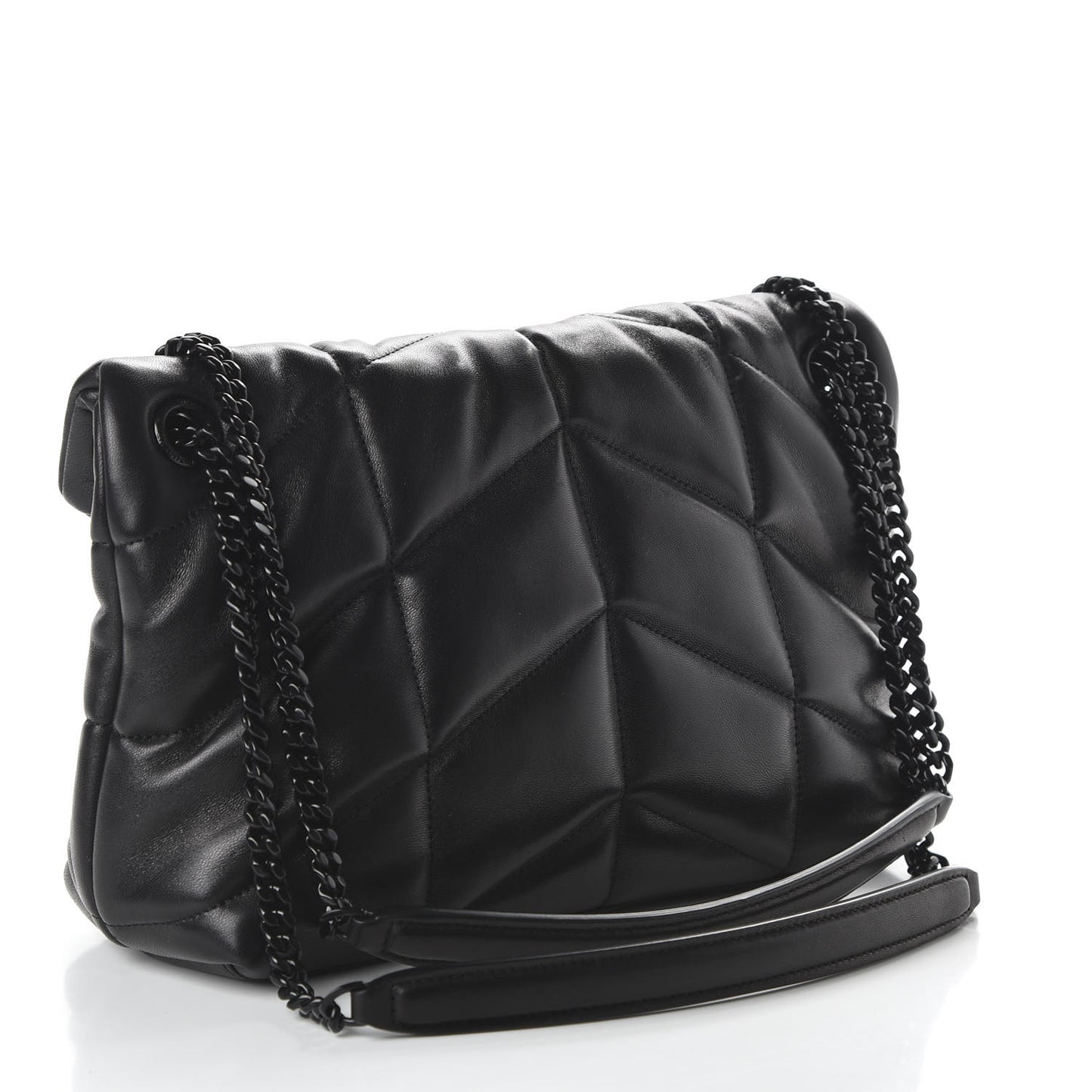 Lambskin Quilted Small Loulou Puffer Monogram Chain Satchel Black