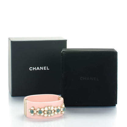 Chanel Resin Gripoix CC Cuff Pink 6 of 6