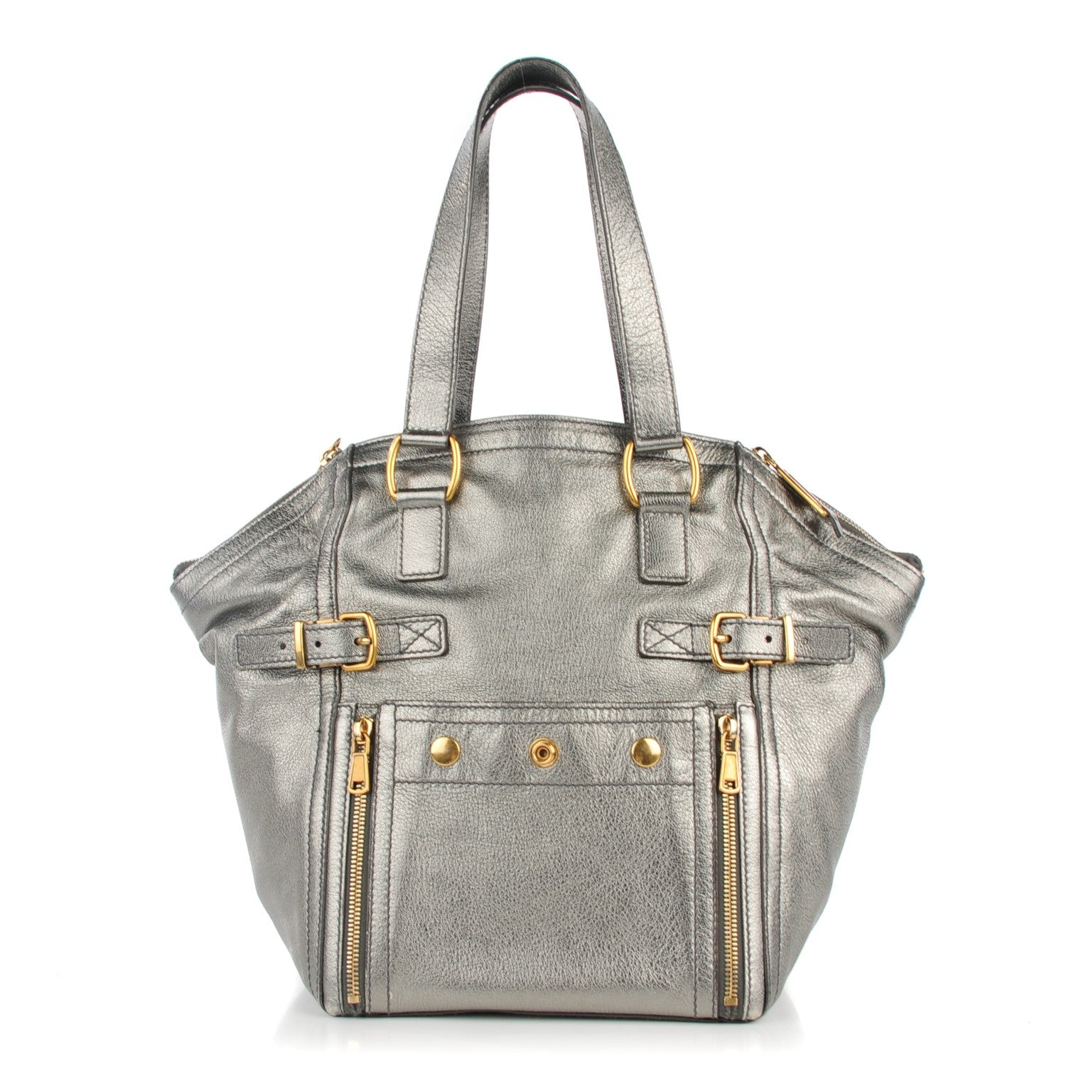 Saint Laurent Leather Medium Downtown Tote Silver 1 of 8