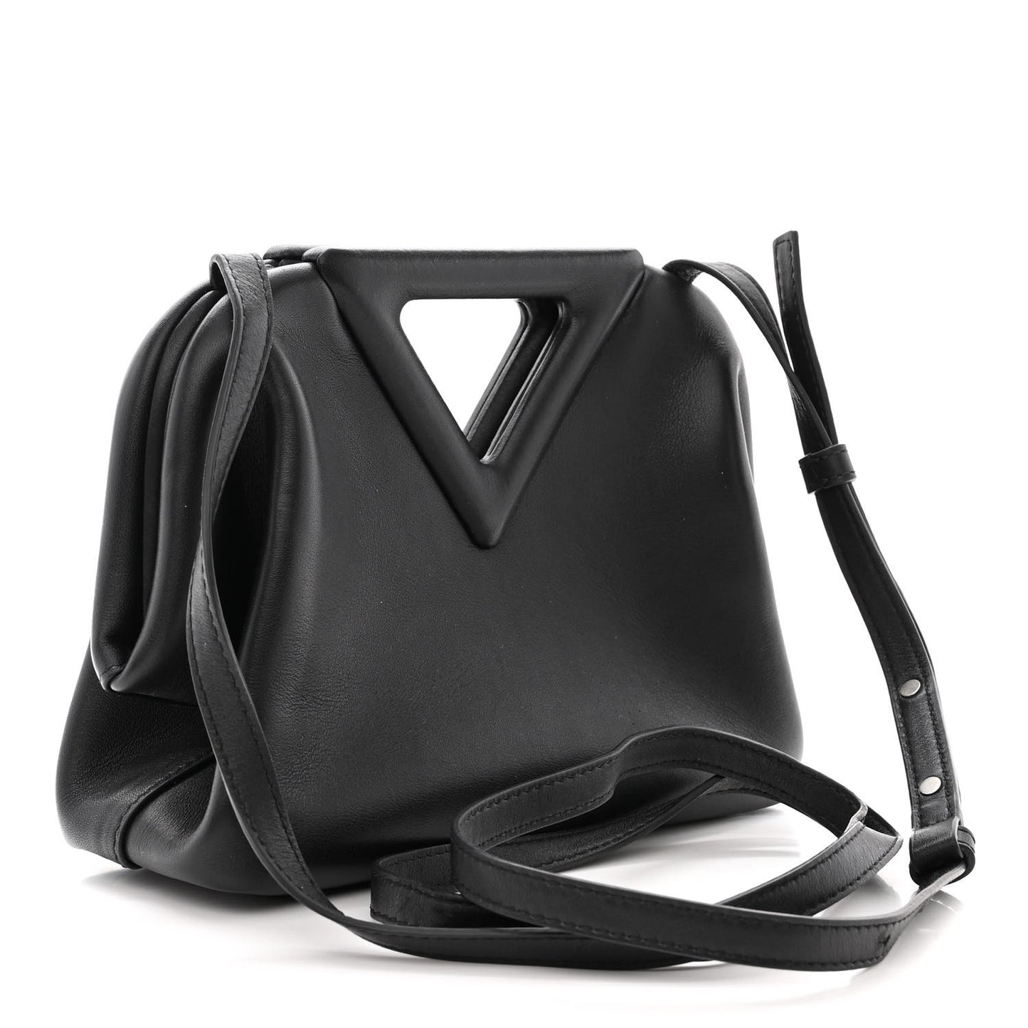 Calfskin Small The Point Triangle Bag Black