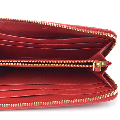 Prada Saffiano Metal Zip Around Wallet Fuoco 5 of 6