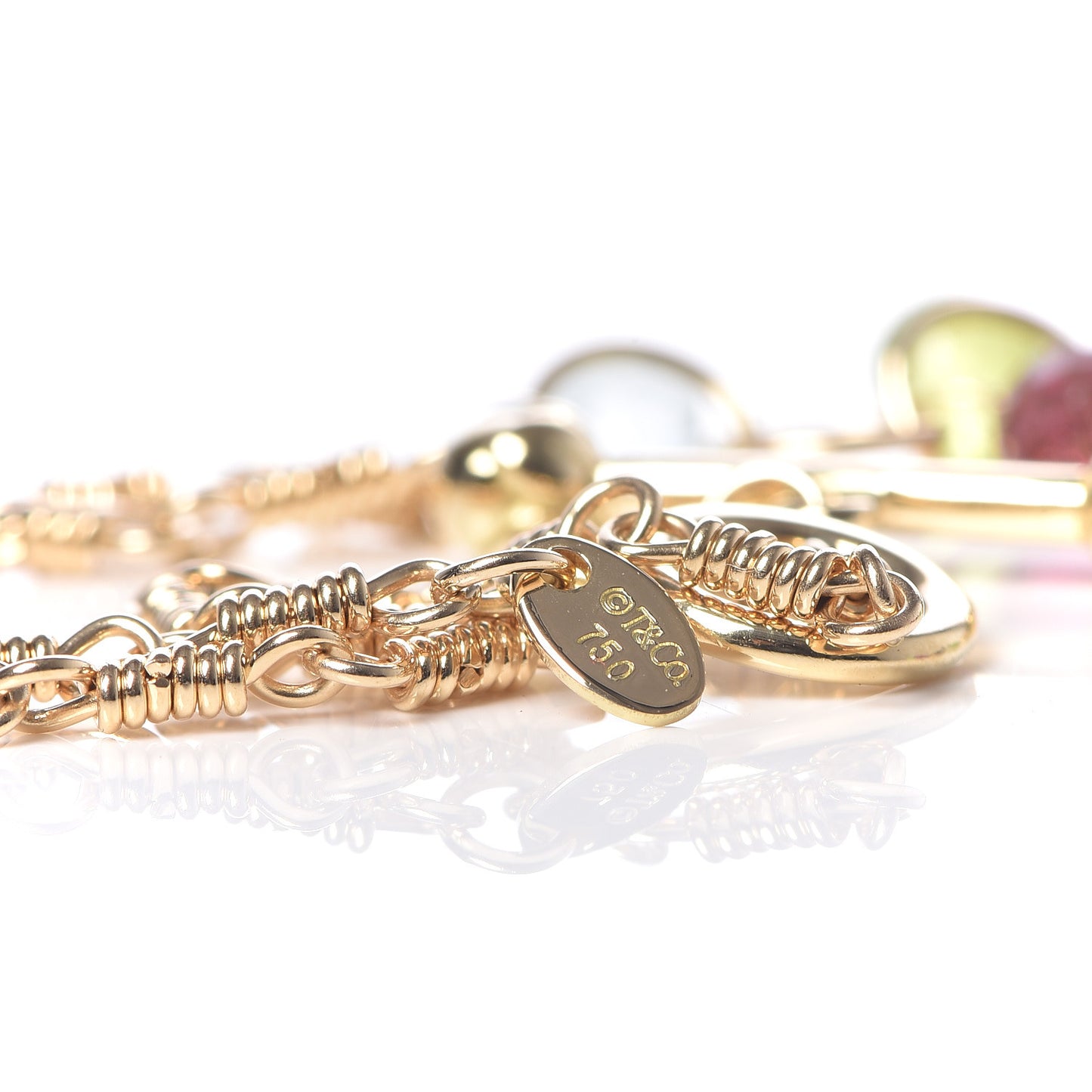 18K Yellow Gold Rainbow Drops Necklace
