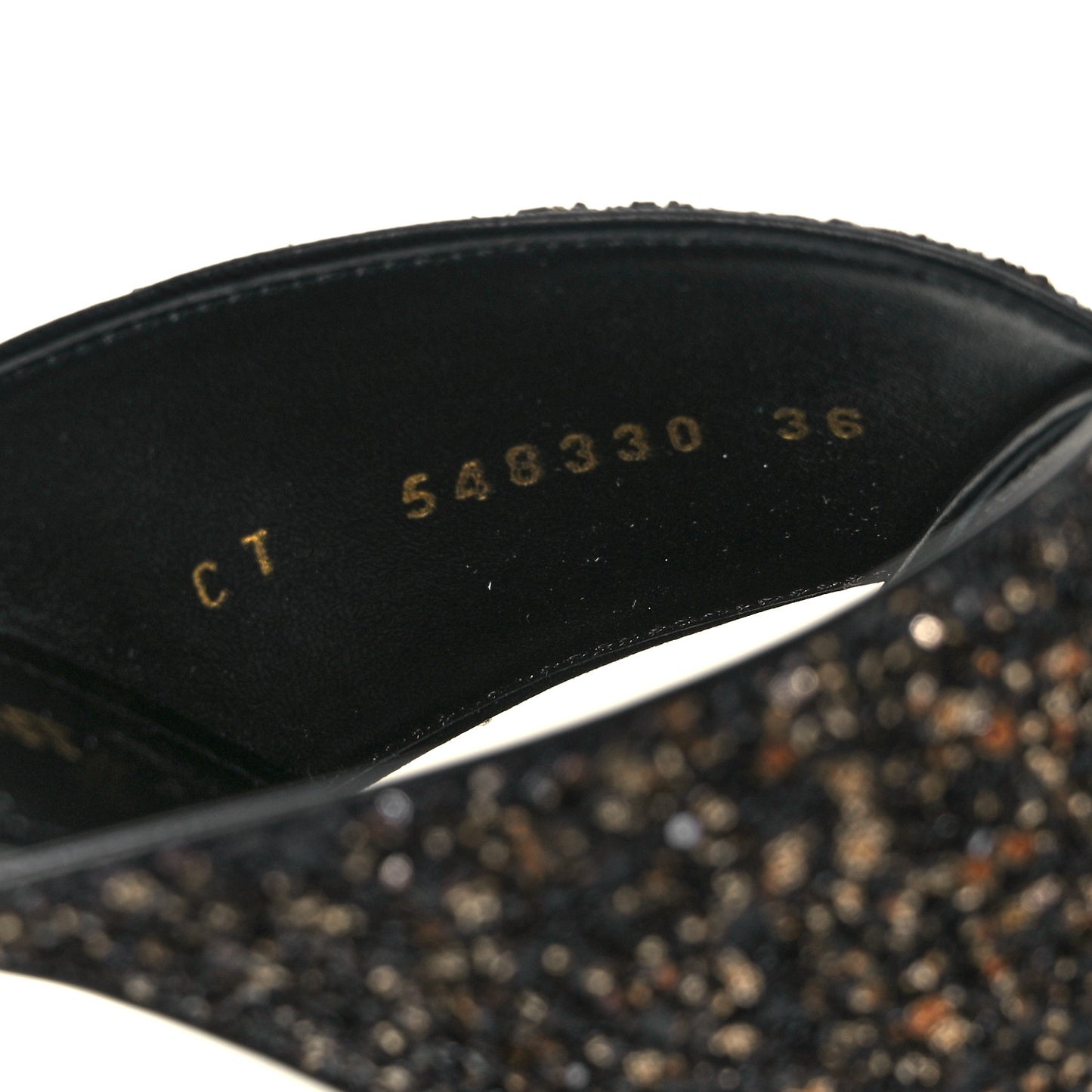 Glitter LouLou 70 Mule Sandals 36 Black Gold