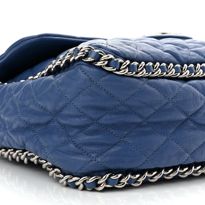 Chanel Washed Lambskin Quilted Chain Around Maxi Flap Light Blue 10 of 11