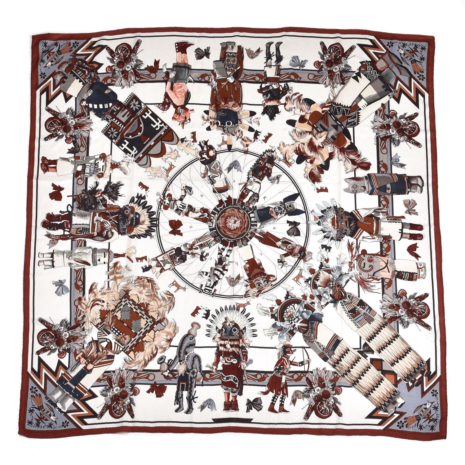 Hermes Cashmere Silk Kachinas Shawl 140 1 of 4