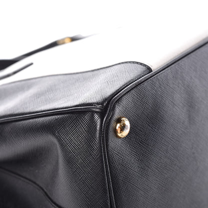 Prada Saffiano Lux Colorblock Medium Galleria Double Zip Tote Black Talco 15 of 18