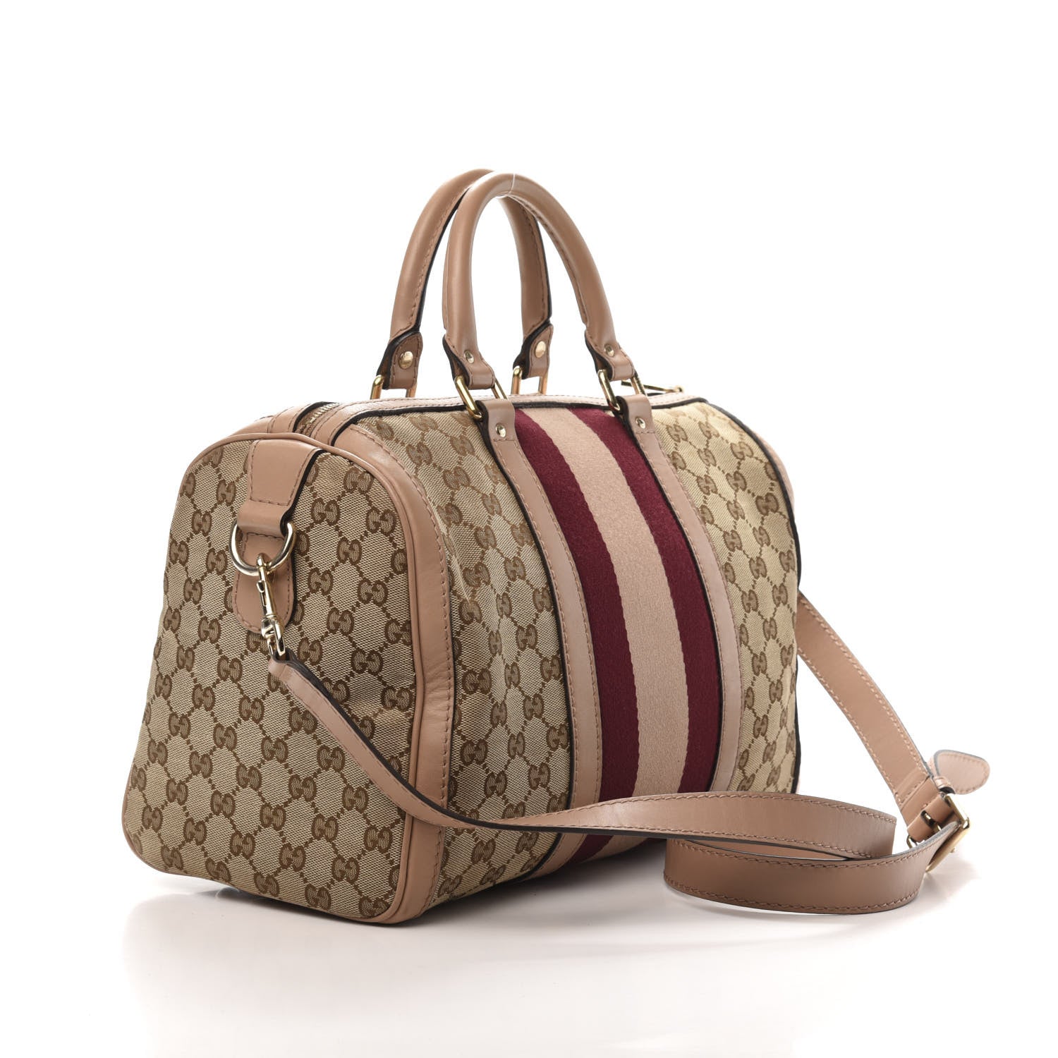 Gucci Monogram Vintage Web Medium Boston Pink 3 of 13