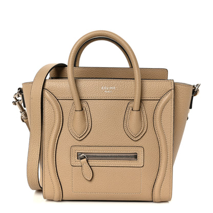 Celine Drummed Calfskin Nano Luggage Dune 1 of 11