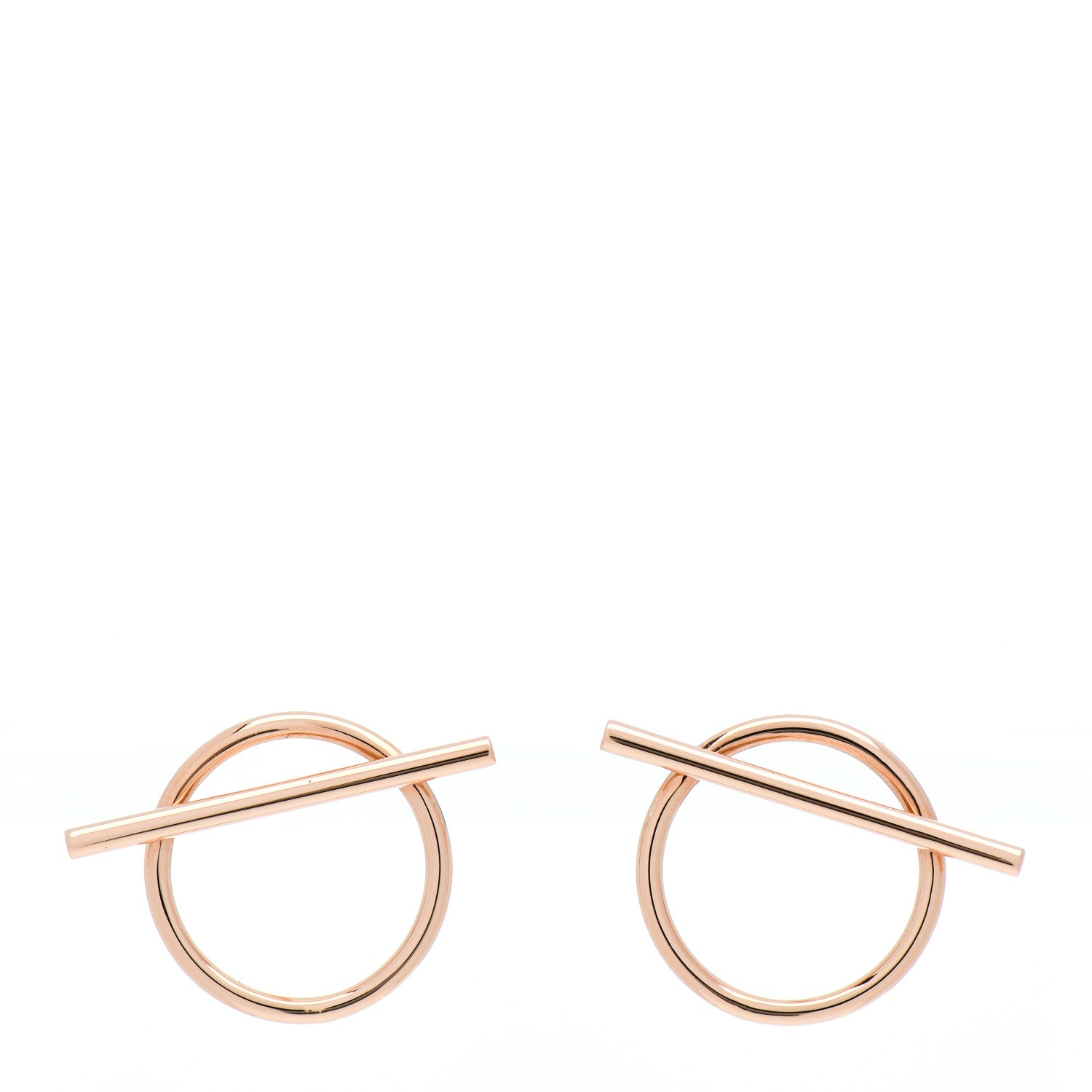 Hermes 18K Rose Gold MM Echappee Earrings 1 of 5