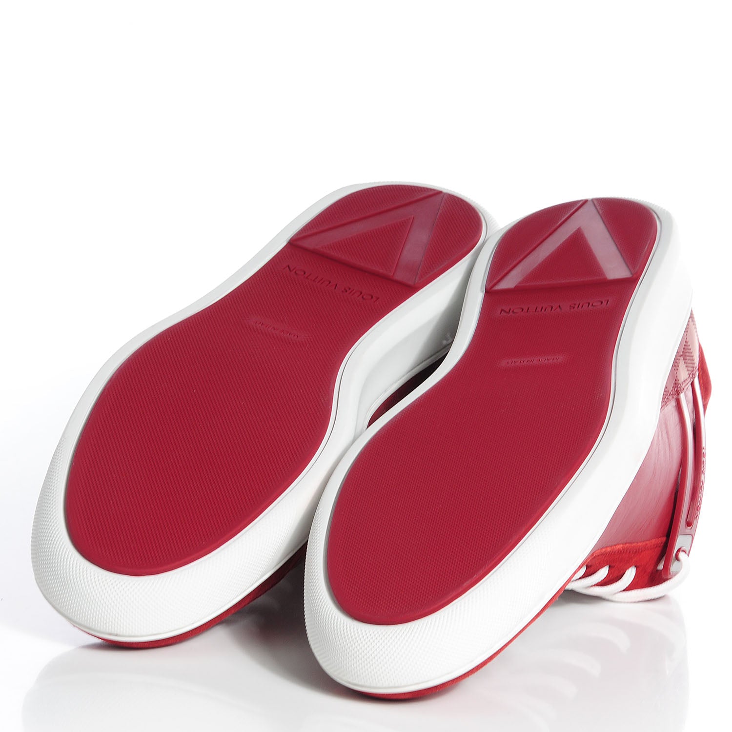 Louis Vuitton Calfskin Suede Embossed Damier Genesis Sneakers 10 Carmine 5 of 8