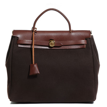 Hermes Vache Hunter Toile Herbag 30 PM Havane 1 of 13