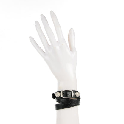 Balenciaga Agneau Giant Silver Hardware Triple Tour M Bracelet Black 2 of 7
