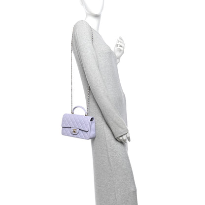 Chanel Lambskin Quilted Mini Top Handle Rectangular Flap Light Purple 2 of 11